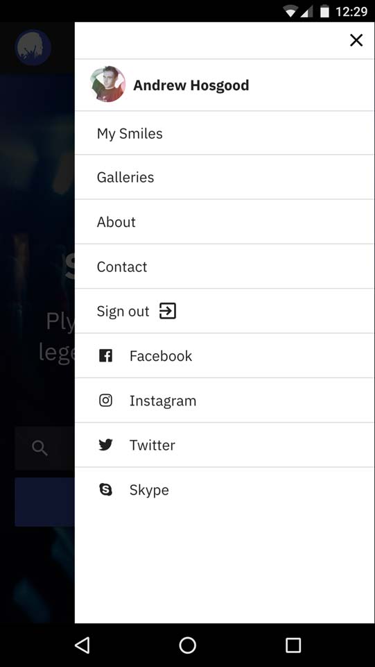 The menu of the Smileonthetiles website