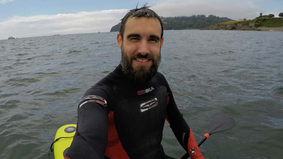 Andrew on his stand-up paddleboard